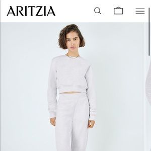 Aritzia cozy fleece sweater. Cropped. Never worn. Light beige purple in colour